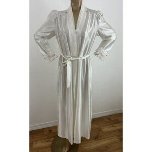 Vintage Barad & Co Women's P Robe Maxi Satin Dotted Belt Lace Trim Bridal